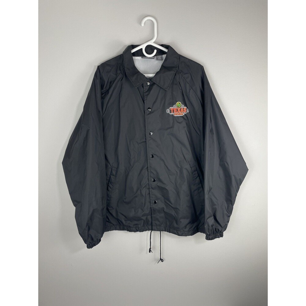 Texas Roadhouse Windbreaker Button Up Jacket Nylon Black Men’s Size Medium RARE